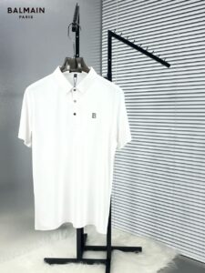 Balmain Paris Trendy Collar T-shirt For Men (White)